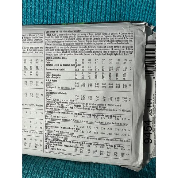 Simplicity 9454 Sewing pattern fairy costume size 14 16 18 20 - Picture 5 of 5